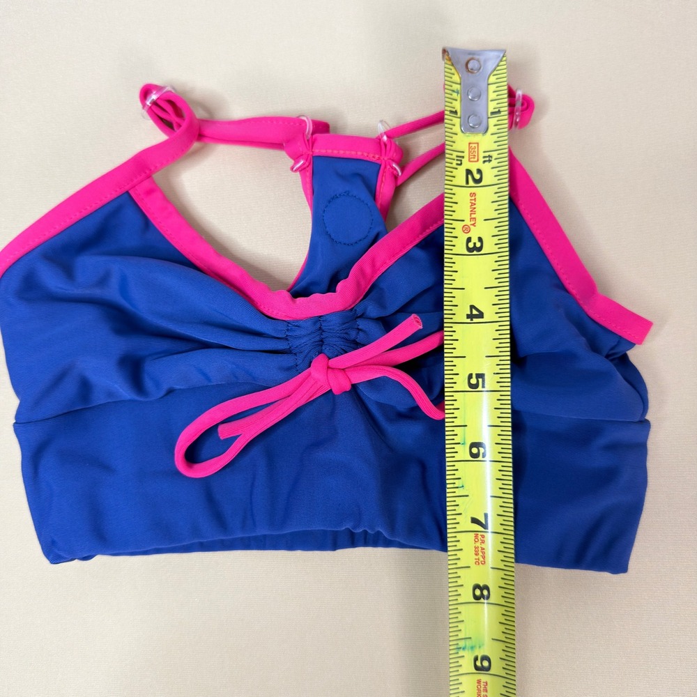 Honeycut Dance Set Kids Size CM Blue Pink Excellent Two Piece Shorts Bra Bow - Picture 4 of 9